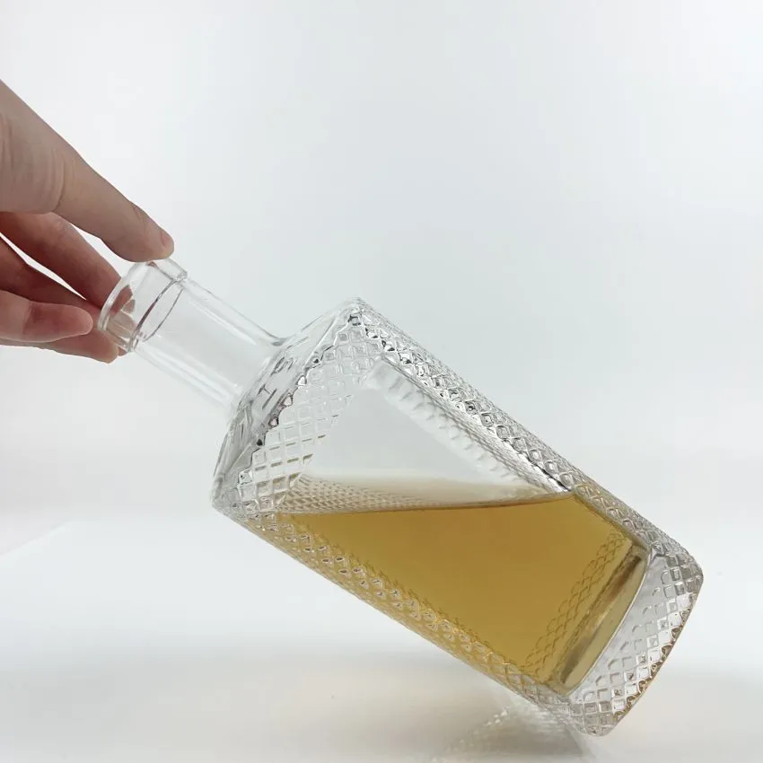 700ml 500ml 750ml 1000ml 800g Square Vodka Brandy Tequila Whisky Gin Glass Bottles With T Cork