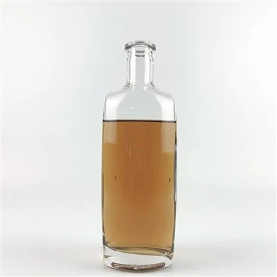 Botellas de vidrio de ginebra de ron oblatas planas de 500 ml