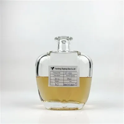 Botellas de vidrio vacías personalizadas de 700 ml y 750 ml con forma de mango y frutas planas, para vodka, tequila, brandy y whisky